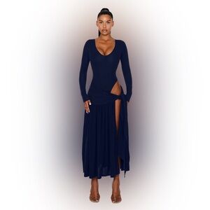 COUCOO LONG SLEEVED KNIT ATACAMA DRESS - DEEP SPACE